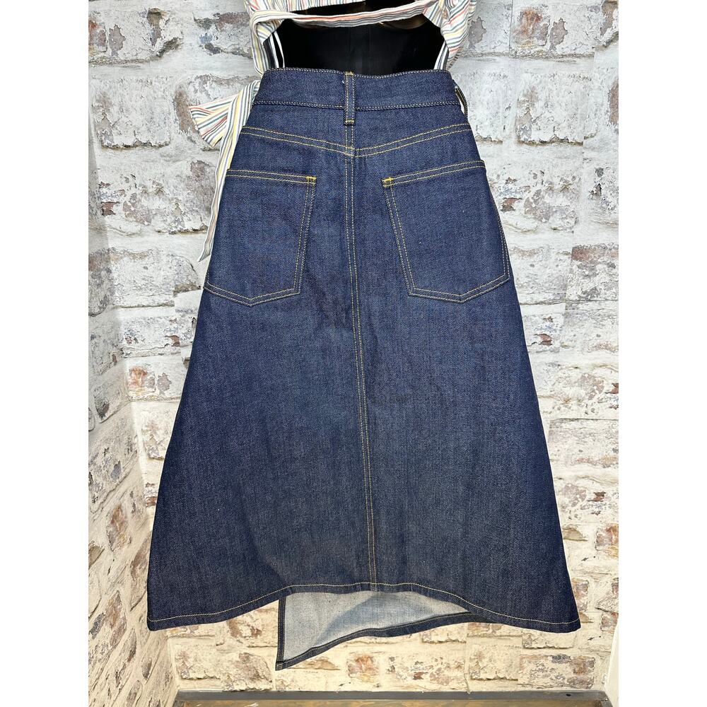 Tory Burch The classic cotton denim dark blue A-line jean midi skirt size 4 - Picture 9 of 14